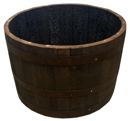 Fassl Baron - halbes Whiskyfass - Geölt - ohne Zubehör- D/H=65/40cm - 90 Liter, Holzfass halbiert aus massivem Eichenholz verwendbar als Pflanzkübel oder Miniteich