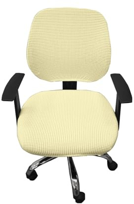 YCDZSW 2 Piezas Funda Asiento Silla Oficina, Fundas Sillas Comedor, SplitEstirable Asiento Funda, Fundas Cubre Asientos para Sillas, Protectora Silla Giratoria (Amarillo,48 x 48 x 46 cm)