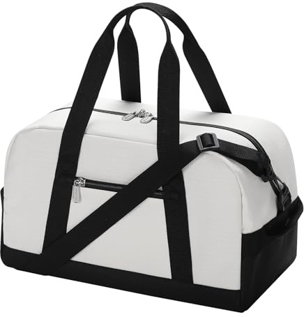 YoKelly Petit Sac de Voyage Duffle 35,6 cm - Mini Sac de Sport Léger pour le Voyage, le Gym et le Sport, blanc cassé