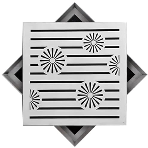 Rejilla Desague Terraza de Acero Inoxidable 304, Rejilla Desague Jardin Empotrada para Exteriores con Barras de Acero de Refuerzo, Tapa de Alcantarilla para Pavimento Patio(40x40x3cm/16x16x1in)