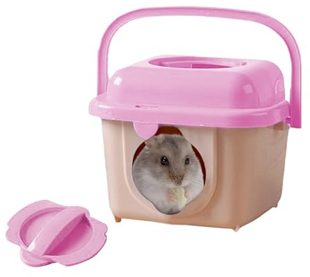 Hamster resebur – bärbar husdjurslåda, andningsbar transportlåda för små djur | säker, lätt låda med handtag, transporttillbehör för utomhusresor, veterinärbesök till racingmöss, chinchillor, I