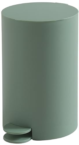 Gedy SHARON Papelera de baño con pedal 3L - Cubo de basura compacto con cubo interior extraíble, Fabricada en resinas Termoplásticas, 15,8 x 19,5 x 25,4 cm, Verde salvia mate