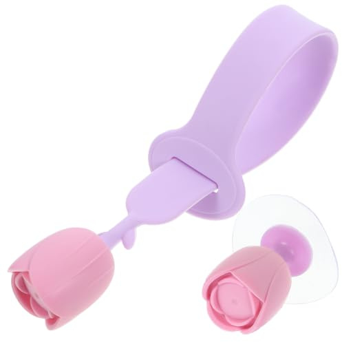 POPETPOP Lève-toilettes en Silicone Pourpre Poignée Fleur, Résistant la Déformation, Décoration Pratique pour Salle de Bain, Ensemble 1 Pièce