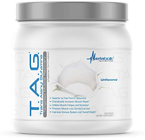 Metabolic Nutrition, TAG, Trans Alanyl Glutamine, 100% L-Glutamine Peptide Powder, Pre Intra Post Workout Supplement, 400 Grams (40 Servings) (Unflavored)