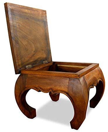 livasia aufklappbare Opiumtische, Massivholz, Beistelltische, Couchtische, asiatische Möbel (braun)