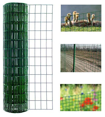 uyoyous 1Mx30M Green Wire Mesh Fencing Roll Multipurpos Garden Poultry Netting Galvanised PVC Coated Steel Wire Mesh