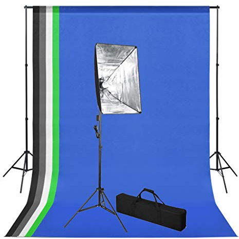 Festnight Set de Estudio Fotográfico con Telón de Fondo e Iluminación Softbox con 5 Telones de Fondo