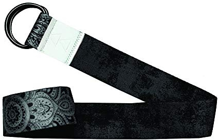 Yoga Design Lab | THE YOGA STRAP | Luxurious, Extra long, Super soft, Eco Printed | Studio Quality, Adjustable | Safely Stretch Further and Hold Longer | 240cm Long (Mandala Black)