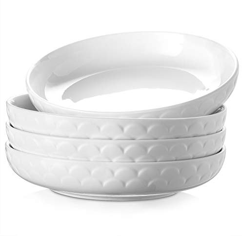 DOWAN Plato de Pastas, Plato para Ensalada de Porcelana, Ensaladera Ceramica, Tazones Desayuno Grandes, Cuencos de Servir, Cuencos Sopa, Bowls Cocina, Apto para Lavavajillas, Microondas-Φ 25cm/1400ml