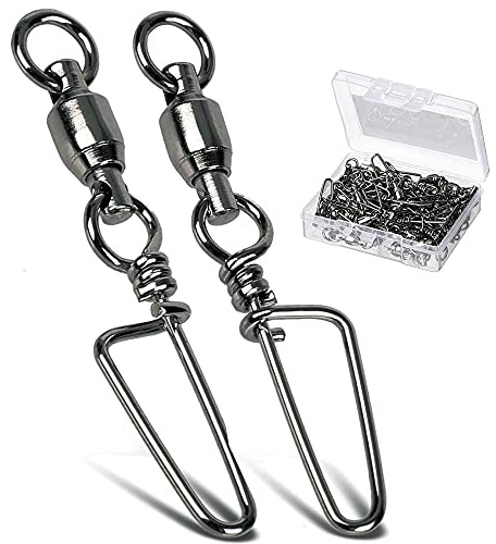 AMYSPORTS Saltwater Connector Fishing Snap Swivel High Strength Snaps Swivel Freshwater Ball Bearing Fishing Swivels Stainless Steel Corrosion Resistant Black Nickel 25pcs 31lbs
