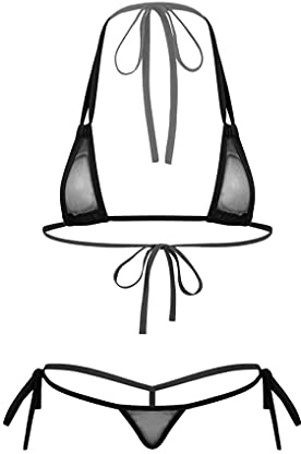 Nimiya Mini Bikini Donna Costume da Bagno Donna Due Pezzi Micro Coppa Piccola Triangolo Halter Bikini Top Lingerie Donna Sexy Hot Costume Mare Spiaggia Piscina