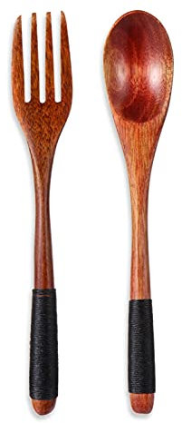Bswefty Couverts en bois Set Spoon Fork Cutter Réutilisable Bois Bambou à couverts de bambou avec sac Portable Vaisselle Vaisselle Vaisselle Lunch Fournitures (Color : 03-17.5cm)