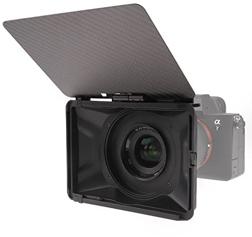 FOTGA Mini Matte Box Leicht Clamp-On Mattebox mit Carbon Fiber Top Flag und 15 mm Stab Klemme für Spiegellose DSLR Kamera Kompatibel mit 4x4 4x5.65 67mm/72mm/77mm/82mm Filtern (Standard Version)