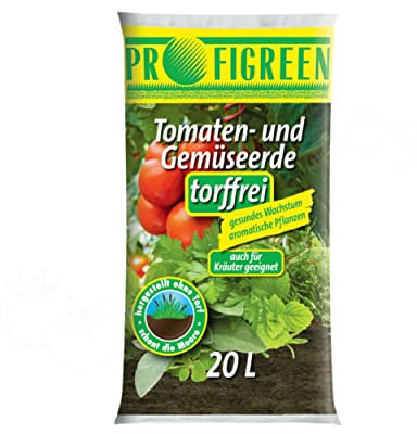 Profigreen Tomatenerde torffrei mit nachhaltigem Langzeitdünger - Gartenerde mit Natur Dünger für Tomaten & andere Gemüsesorten - Pflanzerde mit Bodenhilfsstoff für Tomatenpflanzen (20 Liter)