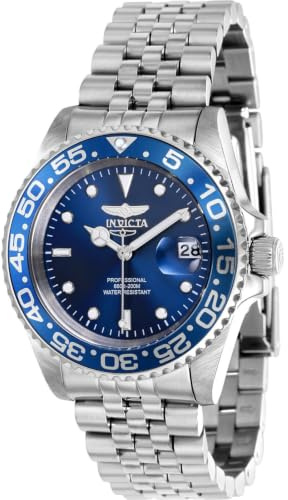 Invicta Pro Diver 37161 Damenuhr - Quarzwerk - Edelstahl mit blauem Zifferblatt - 38 mm