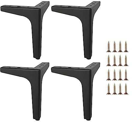 Hniuyun 4 Pcs Metal Furniture Legs, Modern Style Furniture Sofa Legs, Heavy Duty Replacement Legs for Bookshelf, Cabinet, Desk, Chair, Sofa, Nightstand (Black/15cm)