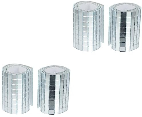 DOITOOL 4 Rollen Mosaik Wandaufkleber Mosaikfliesen Für Bastelmasse Selbstklebende Mosaik-wandfliese Spiegelfliesen Abziehen Und Aufkleben Glasfliesen Goldene Fliese Kasten Linse Glasfaser