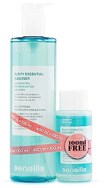 Sensilis - Pack Purify Essential Cleanser, Gel Limpiador Purificante para Piel Mixta y Grasa, Limpieza Profunda de Poros y Sebo-regulador con Zinc y Ácido Hialurónico - 400 ml + Regalo 100 ml