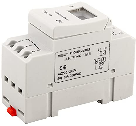 SYH&AQYE Commutateur de Minuterie Programmable Numérique sur Rail DIN 20a, THC15a AC 220V - 240V Relais de Minuterie Programmable d'alimentation LCD Numérique pour Néon, Lampe, Chauffe Eau