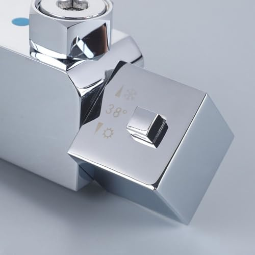 SPORTARC 1 Pair Shower Temperature Control Knob Handle, Square Shower Temperature Control Chrome Thermostatic Knob Handles, 1401910016