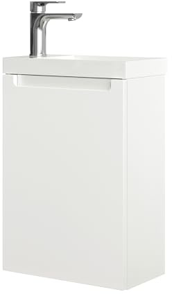 Bernstein Waschbecken mit Unterschrank Kleines Badmöbel-Set Vireo 40 in Weiß matt - 5 Jahre Garantie - Waschtisch mit Schrank Ideal für Gästebad u. Gäste-WC