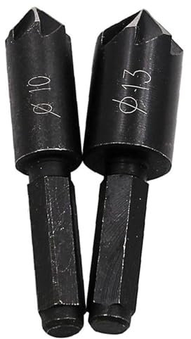 Broca avellanadora de 7 flautas, juego de perforación de avellanador hexagonal de acero alto en carbono negro for broca de Metal y madera, 2 uds.