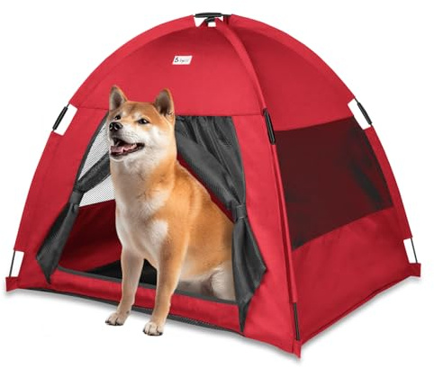 Babyezz Lit de tente pour chien/chat, tente tipi imperméable, respirante, lavable, pour l'intérieur et l'extérieur, niche portable pour chien/chat, pour chatons, chiots (rouge, L)