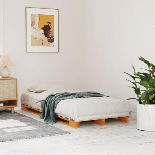 LLEZKBR Furniture Select - Palettenbett ohne Matratze Wachs braun 90x200 cm Massivholz Kiefer
