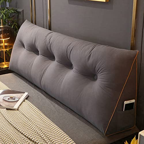 Lesekissen für Doppelbett, dreieckig, 180 x 50 x 20 cm, Dunkelgrau