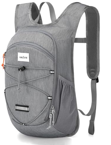 HALOVIE 15L Foldable Hiking Backpack Lightweight Travel Daypack Shoulder Pocket with Chest Strap Small Packable Rucksack for Walking Women Men (Gray)