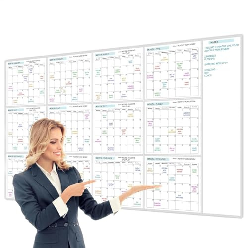 Calendario Da Parete Cancellabile A Secco 2025 - Calendario Da Parete Annuale Cancellabile A Secco | Agenda Annuale Da Muro Cancellabile 2025 | Calendario Da Parete Mensile Con Lavagna Bianca Grande C