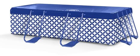 Swim Essentials | Cubierta de Piscina de Rayas Azules oscuras/Blanca - 200 x 400 cm