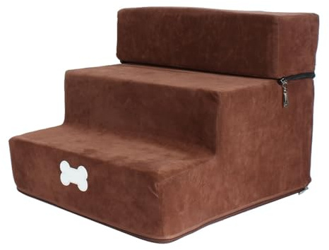 Escalier pour Chien À 3 Marches, Escalier pour Animaux De Compagnie, Escalier pour Animaux Agés, Marches Amovibles Et Lavables pour Animaux De Compagnie pour Chats, Chiens Grimpant sur Un Lit Haut