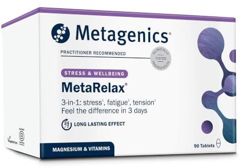 Metagenics MetaRelax Magnesium, Nervous System Support - 90 Tablets | Gentle daily formula with taurine and active B vitamins to support normal muscle function and reduce fatigue
