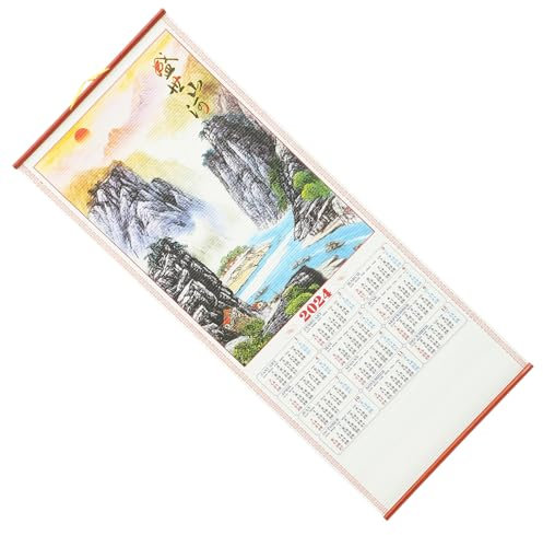 JEWEDECO Calendrier Mural Chinois Traditionnel 2024 Décorations De Salon Motifs Dragon Utilisation Facile Culturel Nouvelle Année