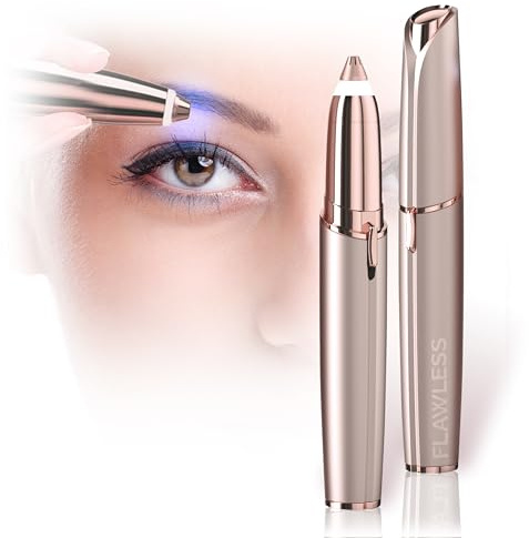 FLAWLESS CEJAS Depiladora Recortadora Facial. Perfilador Cejas Eléctrico, Portátil, Indoloro: ni rojeces ni irritación. Muy fácil de usar. Cabezal chapado en Oro: máxima precisión y Luz LED (1 x 19€)