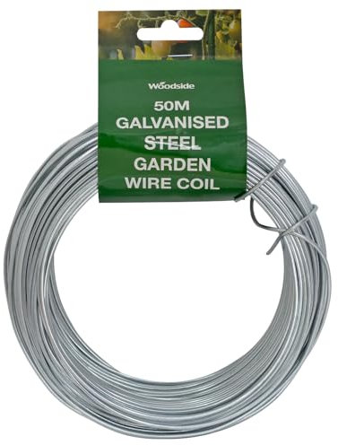 Woodside Galvanised Steel Garden Wire 2mm x 50m – Strong, Rust-Resistant & Multi-Purpose for Plant Support & Ties, Wire Fencing + Crafts & DIY