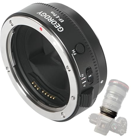 GEORDGY Lens Mount Adapter, EF-SE Pro for Canon EF/EF-S Lenses, Compatible with Sony E-Mount Series Cameras, Custom Assignable Functions to Focus Lock Button