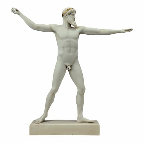 Statua di Poseidone o Zeus Giove di Artemisione Il dio del mare Statua in marmo fuso con patina grigia