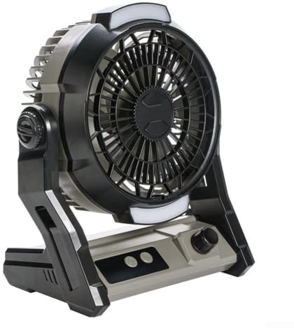 Ventilatore alimentato a batteria da 10000 mAh con uscita USB, 100 impostazioni di velocità, funzione timer, doppia illuminazione a LED, portatile per campeggio, camper, yacht e uso scrivania (grigio)
