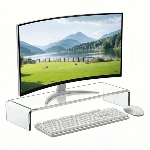 Vefhby Monitorständer Display Ständer Bildschirmerhöhung, Acryl Laptop Erhöhung für Schreibtisch für Computer, Notebook, Laptopständer, PC Erhöhung Schreibtisch (34X19X10cm)
