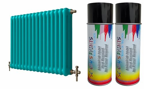 Radiator Aerosol Spray Paint Heat Resistant To 100ºC - Quick Air Drying No Primer Needed anti rust moisture resistant Metallic and Solid Colours (Caribbean Blue)