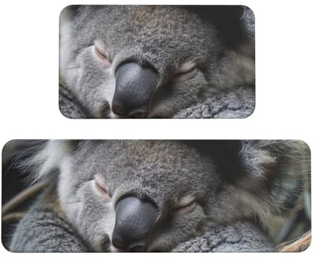 Fußmatte mit Koala-Kappen-Druck, rutschfest, wasserdicht, bequem, Stehmatte, Dekoration, 2 Sets
