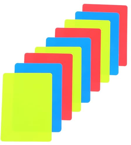 Gogogmee Lot de 9 Set de Cartes d'Arbitre en PVC Épais Rouge Jaune et Bleu Jeu Multicolore pour Arbitres Sportifs Format Ergonomique Résistant aux Chocs Adapté aux Compétitions de