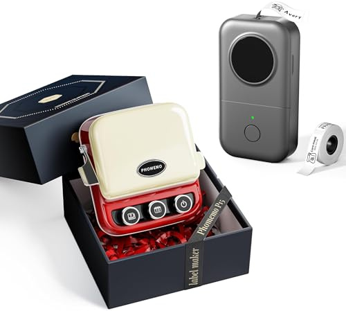 Phomemo P15 Bandetikettendrucker, Bluetooth Retro Etikettiergerät mit Geschenkbox and D30 Etikettendrucker, Bluetooth Etikettiergerä