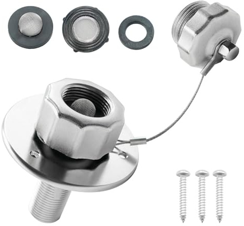 Gearwell Ingresso acqua per, porta di riempimento collegamento acqua comunale con valvola di ritegno, da 3 4 pollici GHT femmina a 1 2 pollici NPT maschio, flangia da 3 pollici