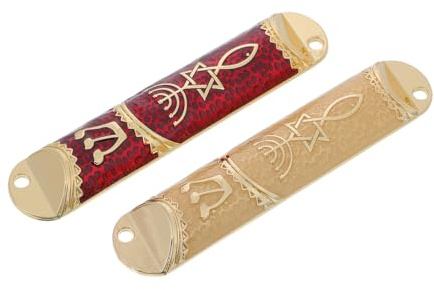 MALUGOGO 2 Mezuzás de Metal Elegantes para Puerta Bendición Religiosa Hecha a Mano, Decoración Espiritual y Protección para Entrada en Ocasiones Navideñas