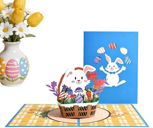 Biglietti d'auguri 3D per Pasqua, souvenir 3D a forma di uovo e coniglio di Pasqua - Biglietto di messaggio Sincero per la festa di - per insegnanti amici, famiglia, moglie, marito, fidanzata, madre e