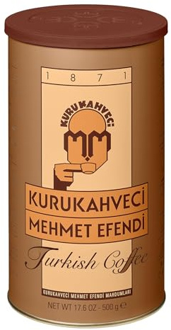KURUKAHVECI MEHMET EFENDI Turkish Coffee, Arabica Beans, Roasted Ground,Rich Aroma, Fresh, Medium to Heavy-bodied, Original Taste Since 1871 (17.6 OZ / 500 Gr)
