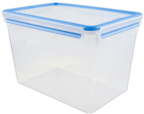 Emsa 508549 Contenitore per alimenti rettangolare con coperchio, 10,6 litri, trasparente / blu, Clip & Chiudi